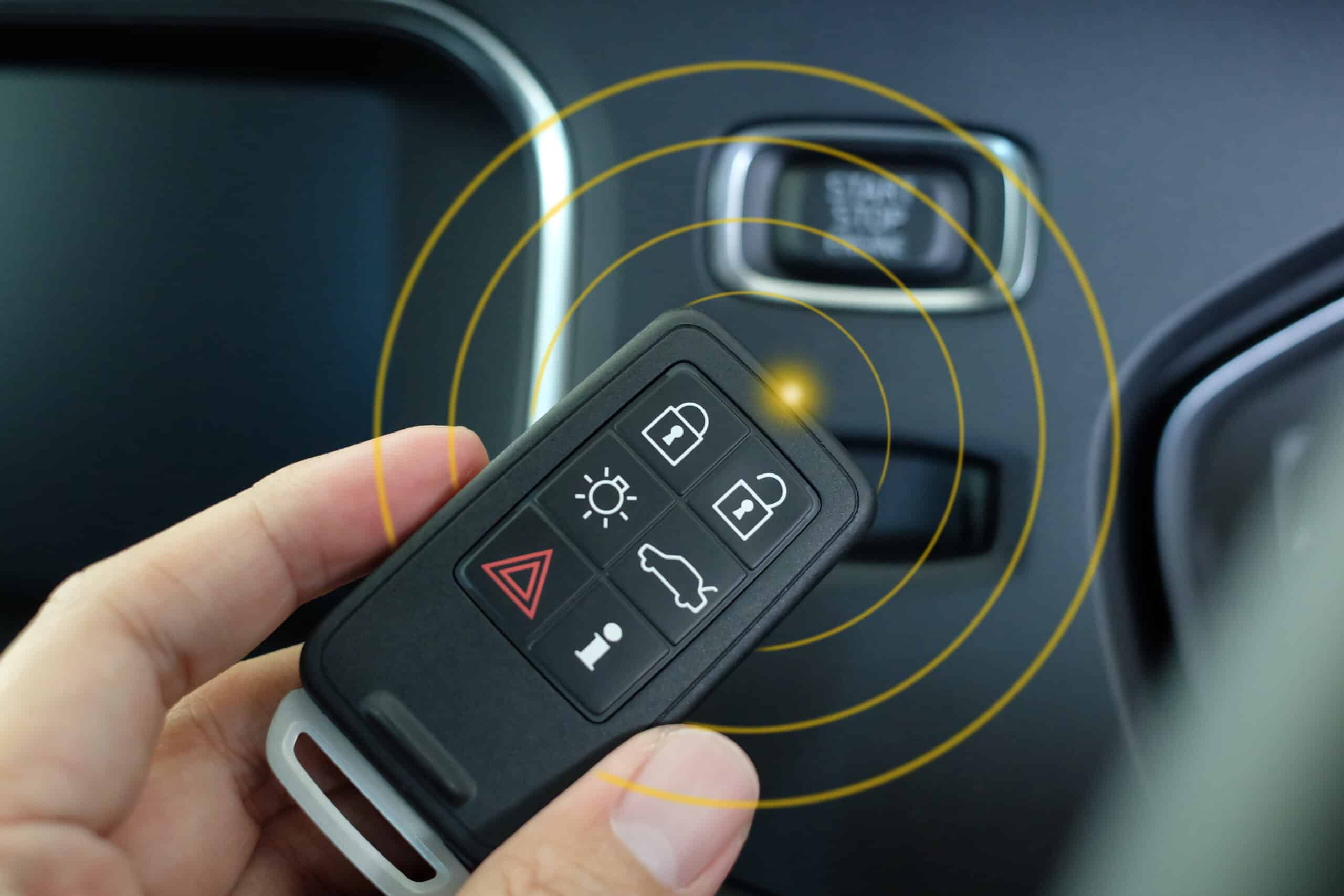 Keyless,Entry,System,For,Car,,Smart,Key,In,Hand,With